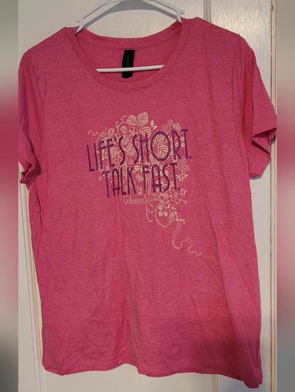 NWOT Y2K Pink Gilmore Girls Talk Fast Graphic T-shirt Sz. L